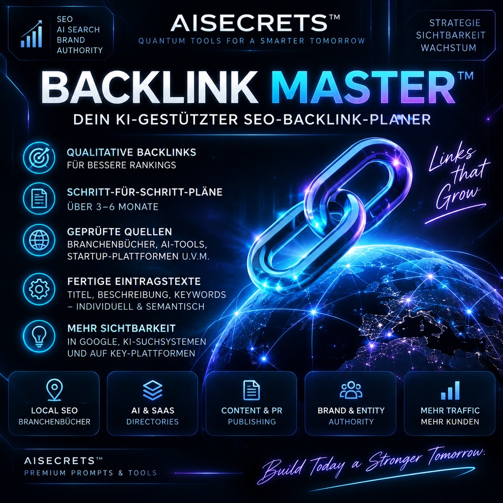 ✪ AISECRETS™ BACKLINK MASTER Produktbild