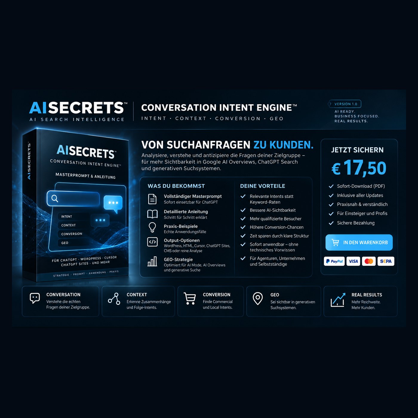 AISECRETS Conversation Intent Engine – Intent, Context, Conversion und GEO