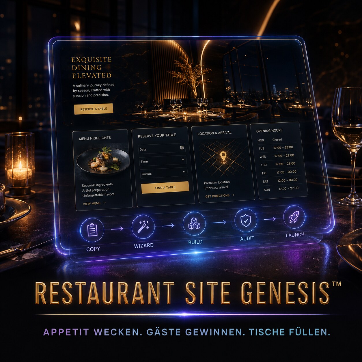 AISECRETS RESTAURANT SITE GENESIS – Ready-to-Build Premium Restaurant Website mit ChatGPT Work und Sites